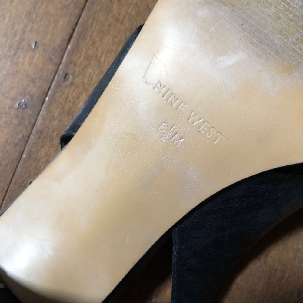 Nine West Peep Toe Mini Bow Leather Sling Backs - Picture 5 of 6